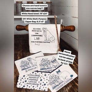 NWT BUNDLE OF GIFTS - Kitchen Towel & Multi-Purpose Zipper Bag, CUSTOM